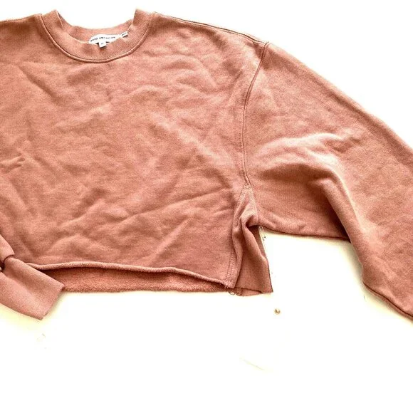 Good American Women's Sweater Sz 0 Dusty Pink Cropped & Cool Sweatshirt Pullover - Picture 3 of 6